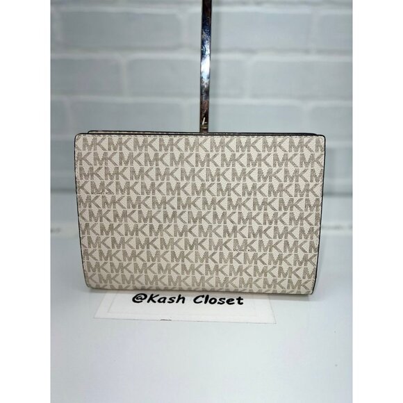 Michael Kors wristlet medium logo stripe zip pouch rose multi - Picture 6 of 9